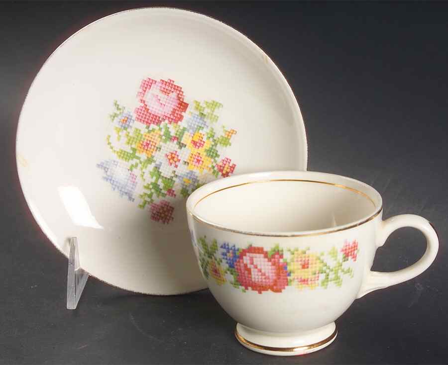 Heirloom Footed Cup & Saucer Set by Cunningham & Pickett-1