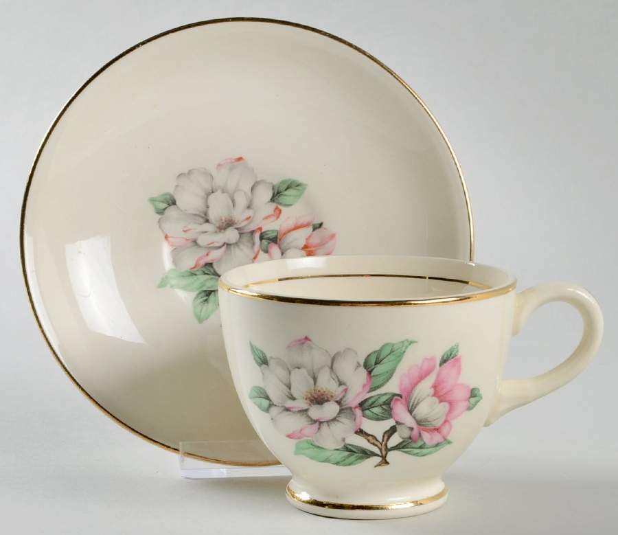 Magnolia Footed Cup & Saucer Set by Cunningham & Pickett-1