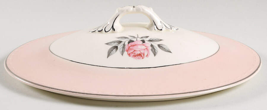 Norway Rose Lid for Oval Vegetable by Cunningham & Pickett-1