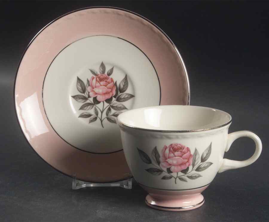 Norway Rose Footed Cup & Saucer Set by Cunningham & Pickett-1