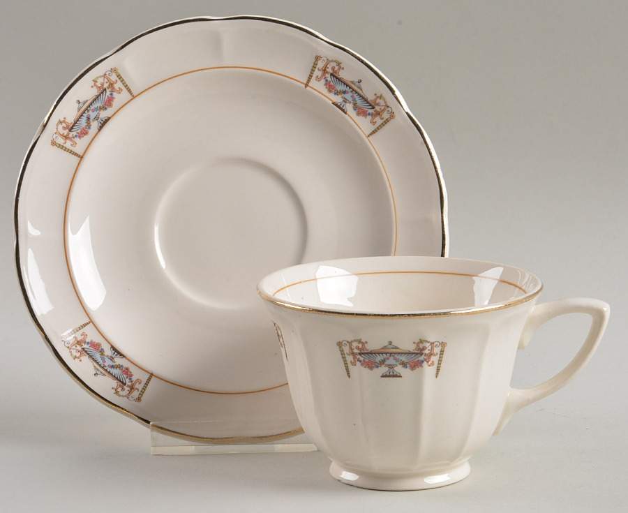 Normandie Footed Cup & Saucer Set by Cunningham & Pickett-1