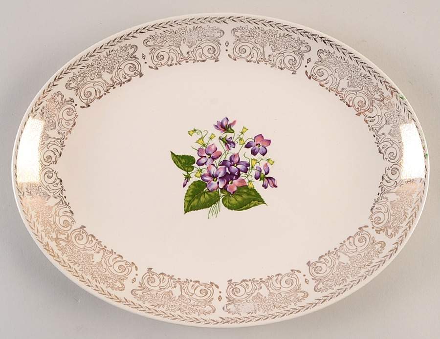 Springviolet 11" Oval Serving Platter by Cunningham & Pickett-1