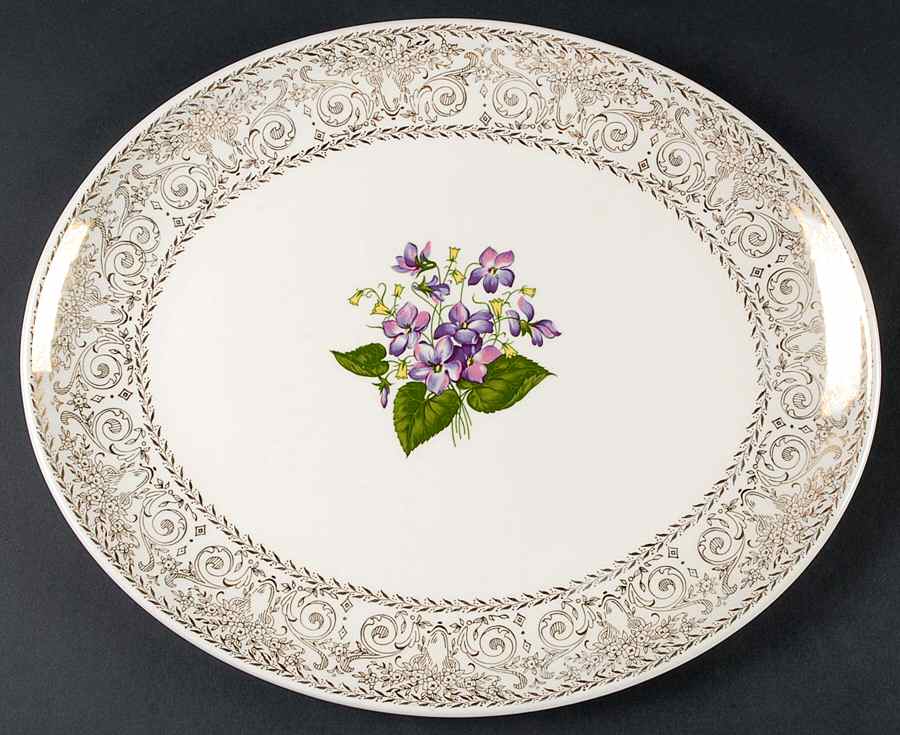 Springviolet 14" Oval Serving Platter by Cunningham & Pickett-1