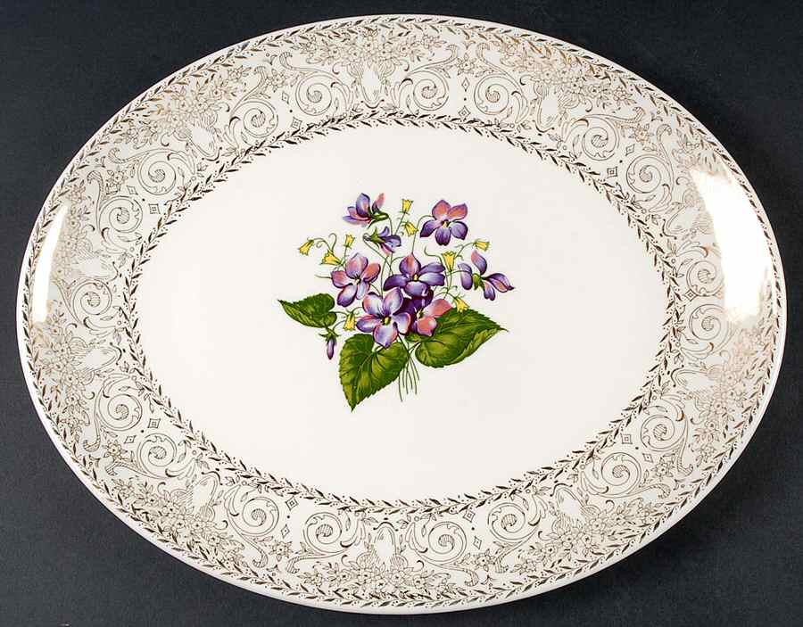 Springviolet 12" Oval Serving Platter by Cunningham & Pickett-1