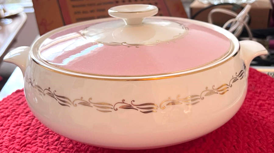 Sunrise Pink Round Covered Vegetable by Cunningham & Pickett-1