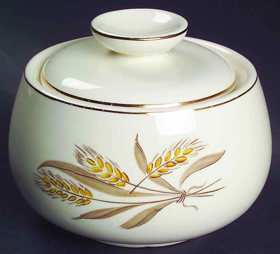 Wheat Spray Sugar Bowl & Lid by Cunningham & Pickett-1