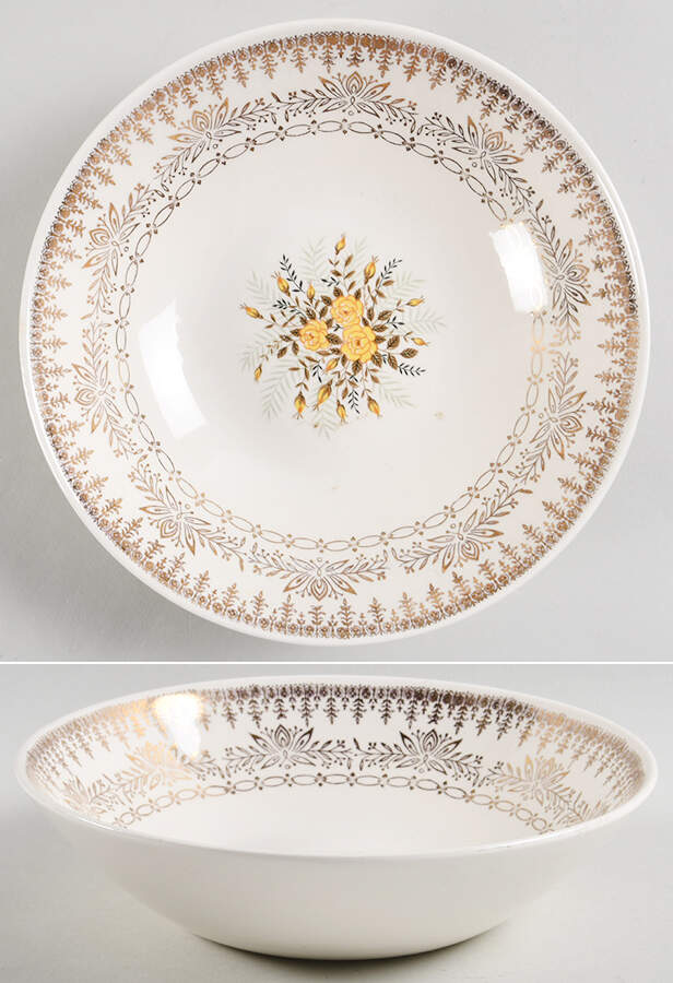 Yellow Rose 8" Round Vegetable Bowl by Cunningham & Pickett-1