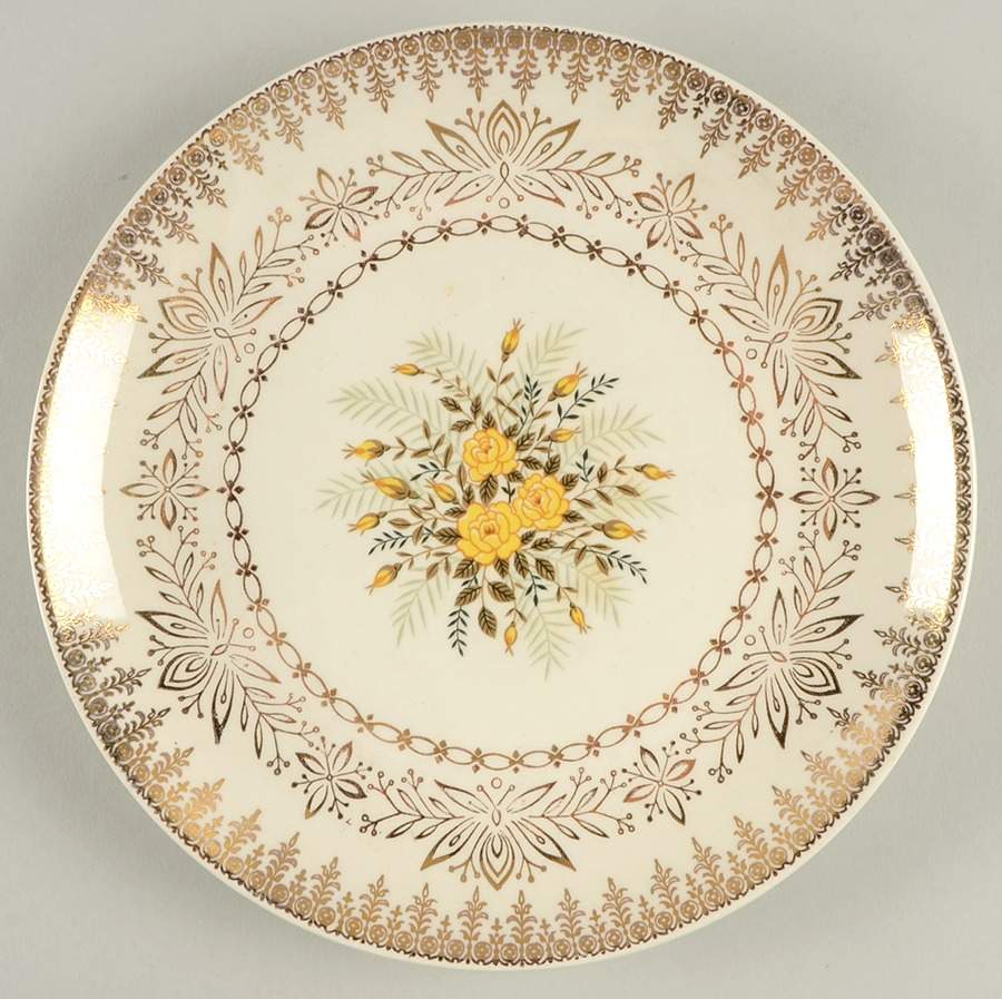 Yellow Rose Salad Plate by Cunningham & Pickett-1