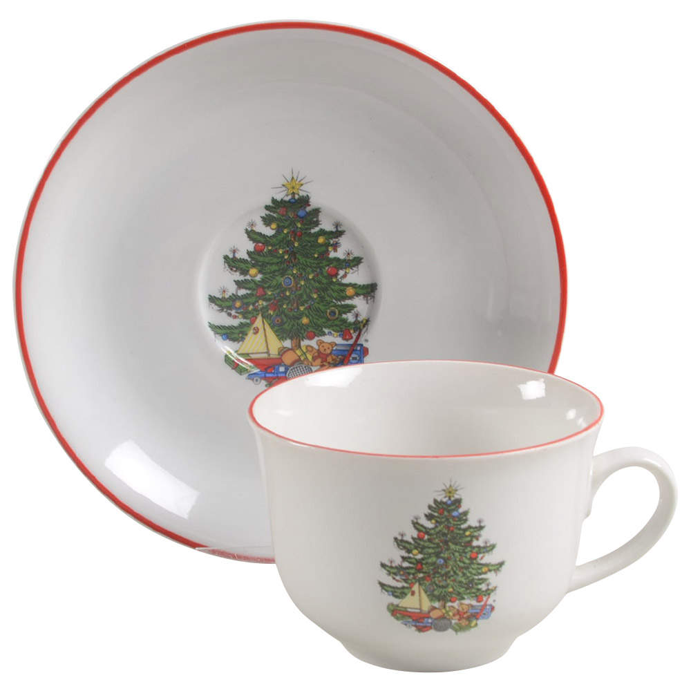 American Christmas Tree (White) Flat Cup & Saucer Set by Cuthbertson-1