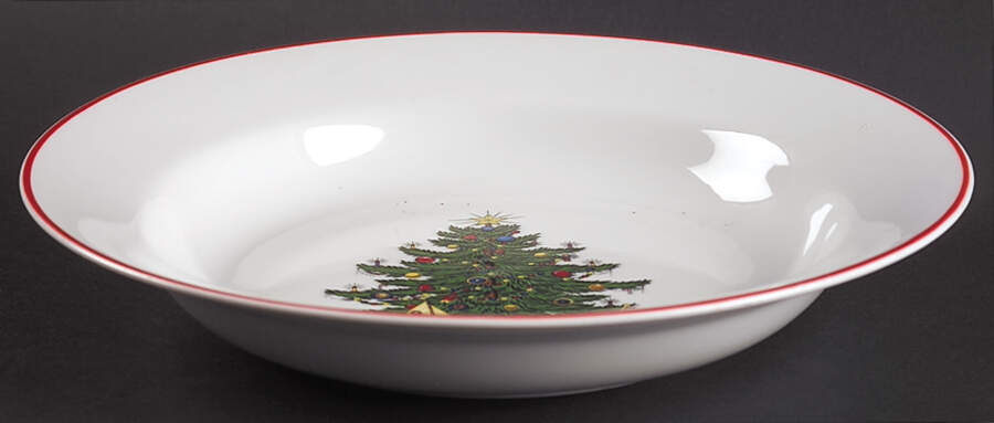 American Christmas Tree (White) Large Rim Soup Bowl by Cuthbertson-1