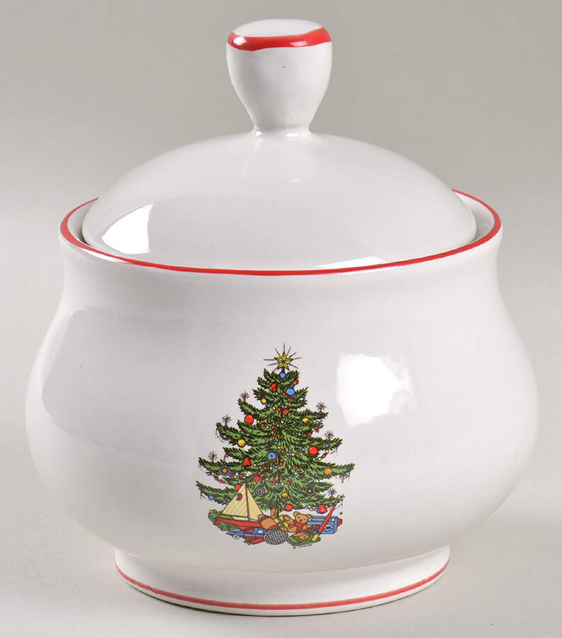 American Christmas Tree (White) Sugar Bowl & Lid by Cuthbertson-1