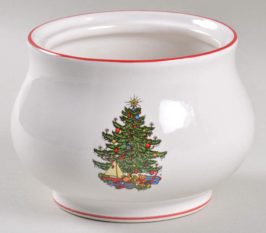 American Christmas Tree (White) Sugar Bowl No Lid by Cuthbertson-1