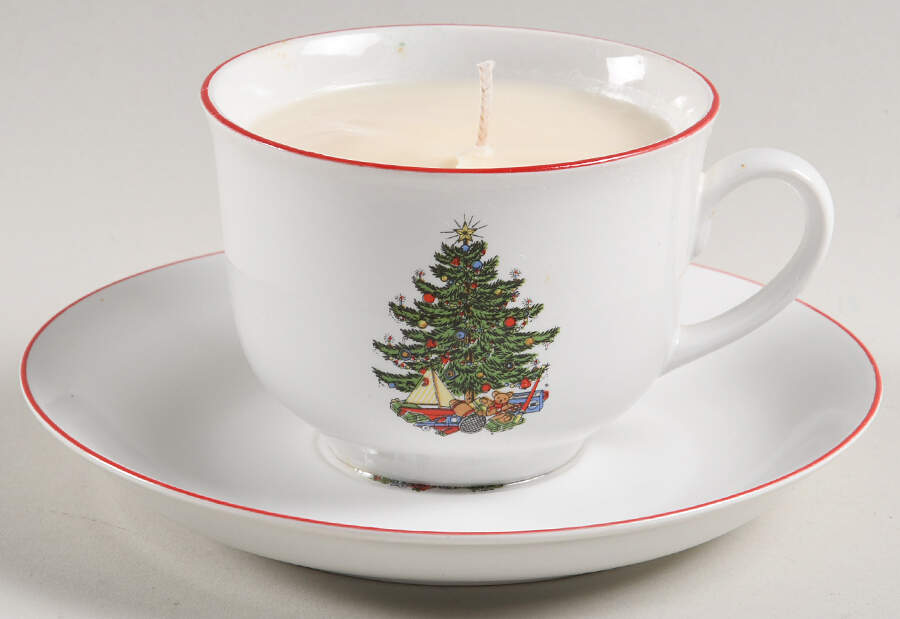 American Christmas Tree (White) Scented Cup & Saucer Candle-Ocean  HC by Cuthbertson-1