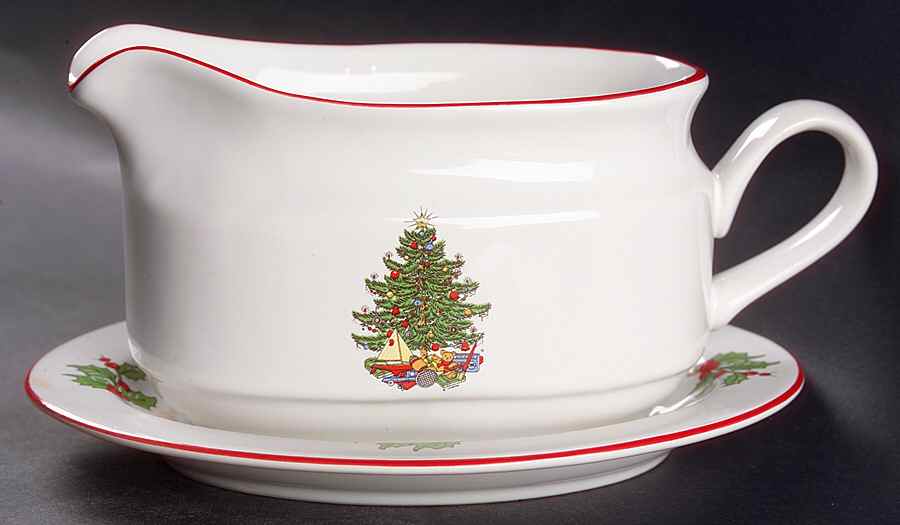 American Christmas Tree (White) Gravy Boat & Underplate by Cuthbertson-1