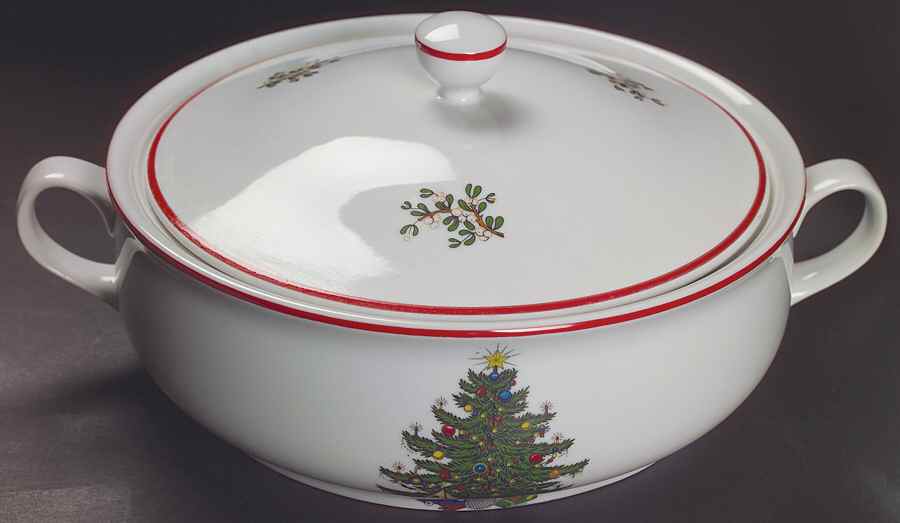 American Christmas Tree (White) Round Covered Vegetable by Cuthbertson-1