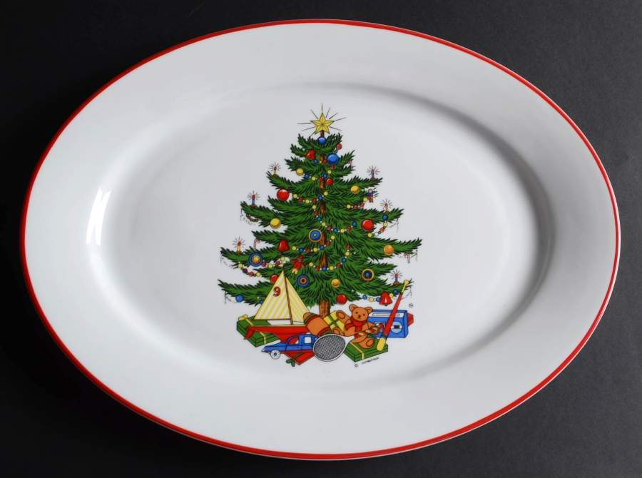 American Christmas Tree (White) 14" Oval Serving Platter by Cuthbertson-1