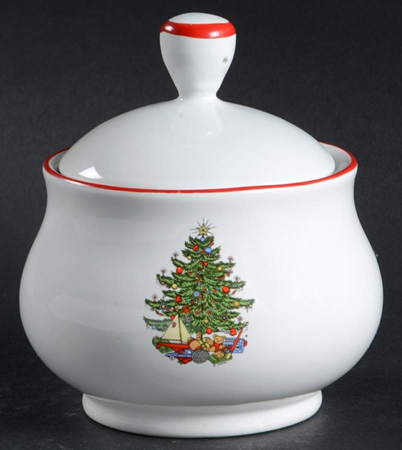 American Christmas Tree (White) Sugar Bowl & Lid by Cuthbertson-1