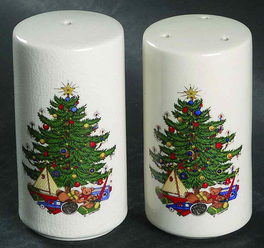 American Christmas Tree (Cream, Coupe) Salt & Pepper Set by Cuthbertson-1