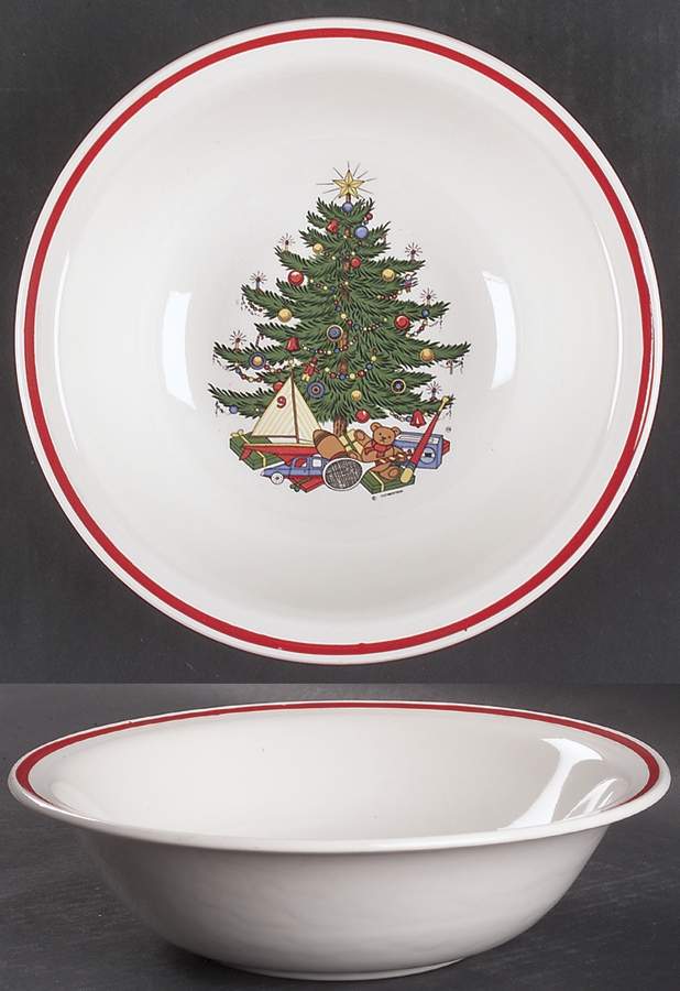 American Christmas Tree (Cream, Coupe) 9" Round Vegetable Bowl by Cuthbertson-1