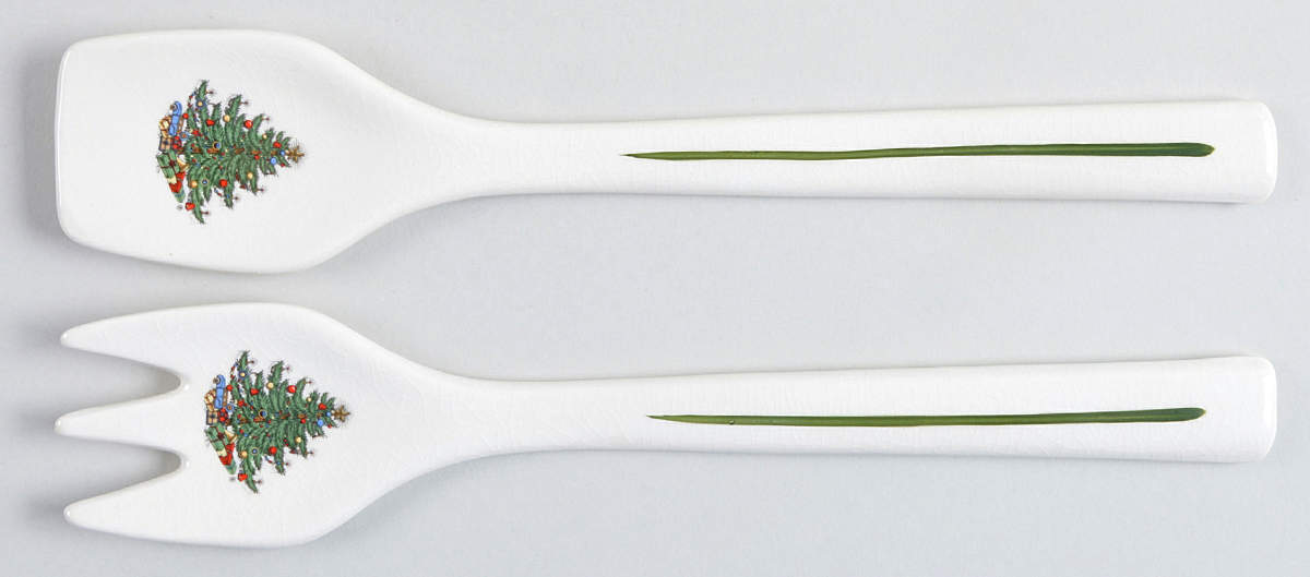Christmas Tree (Narrow Green Band) 2 Piece Salad Set, Solid Piece by Cuthbertson-1