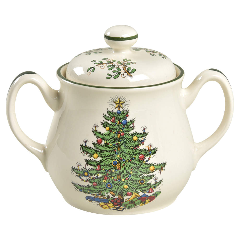 Christmas Tree (Narrow Green Band) Sugar Bowl & Lid by Cuthbertson-1