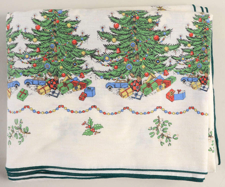 Christmas Tree (Narrow Green Band) 60" X 96" Rectangular Tablecloth by Cuthbertson-1