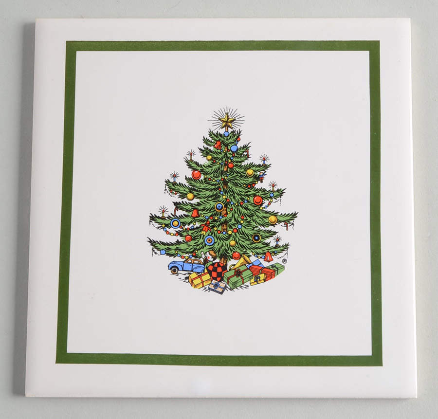Christmas Tree (Narrow Green Band) Square Trivet by Cuthbertson-1