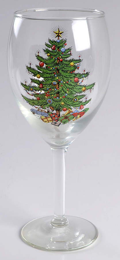 Christmas Tree (Narrow Green Band) 16 Oz Glassware Goblet by Cuthbertson-1