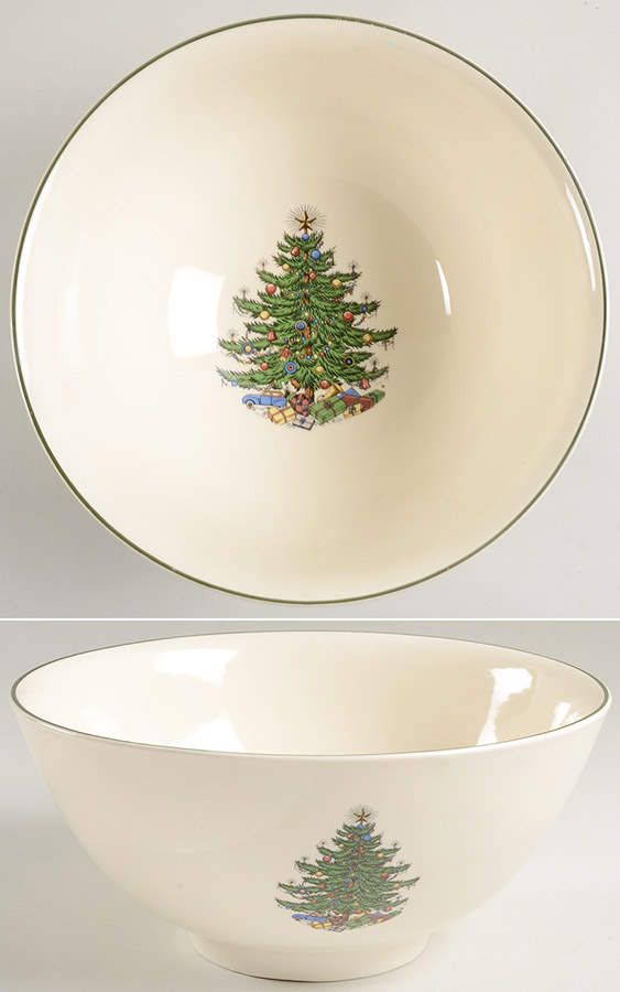 Christmas Tree (Narrow Green Band) 10" Large Fruit Bowl by Cuthbertson-1