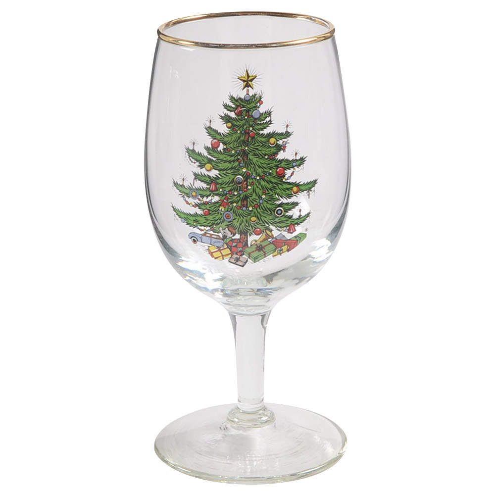 Christmas Tree (Narrow Green Band) 8 Oz Glassware Wine by Cuthbertson-1