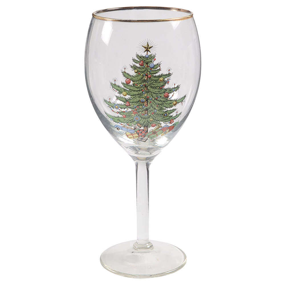 Christmas Tree (Narrow Green Band) 16 Oz Glassware Wine Grande by Cuthbertson-1