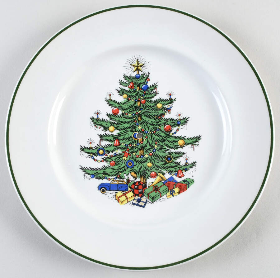 Christmas Tree (Narrow Green Band) Dinner Plate for 2 Tiered Serving Tray by Cuthbertson-1