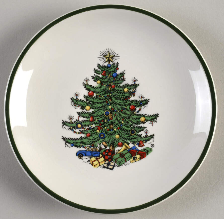 Christmas Tree (Narrow Green Band) Saucer for Flat Demitasse Cup by Cuthbertson-1