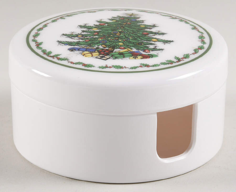 Christmas Tree (Narrow Green Band) Plastic Box for 6 Coasters by Cuthbertson-1