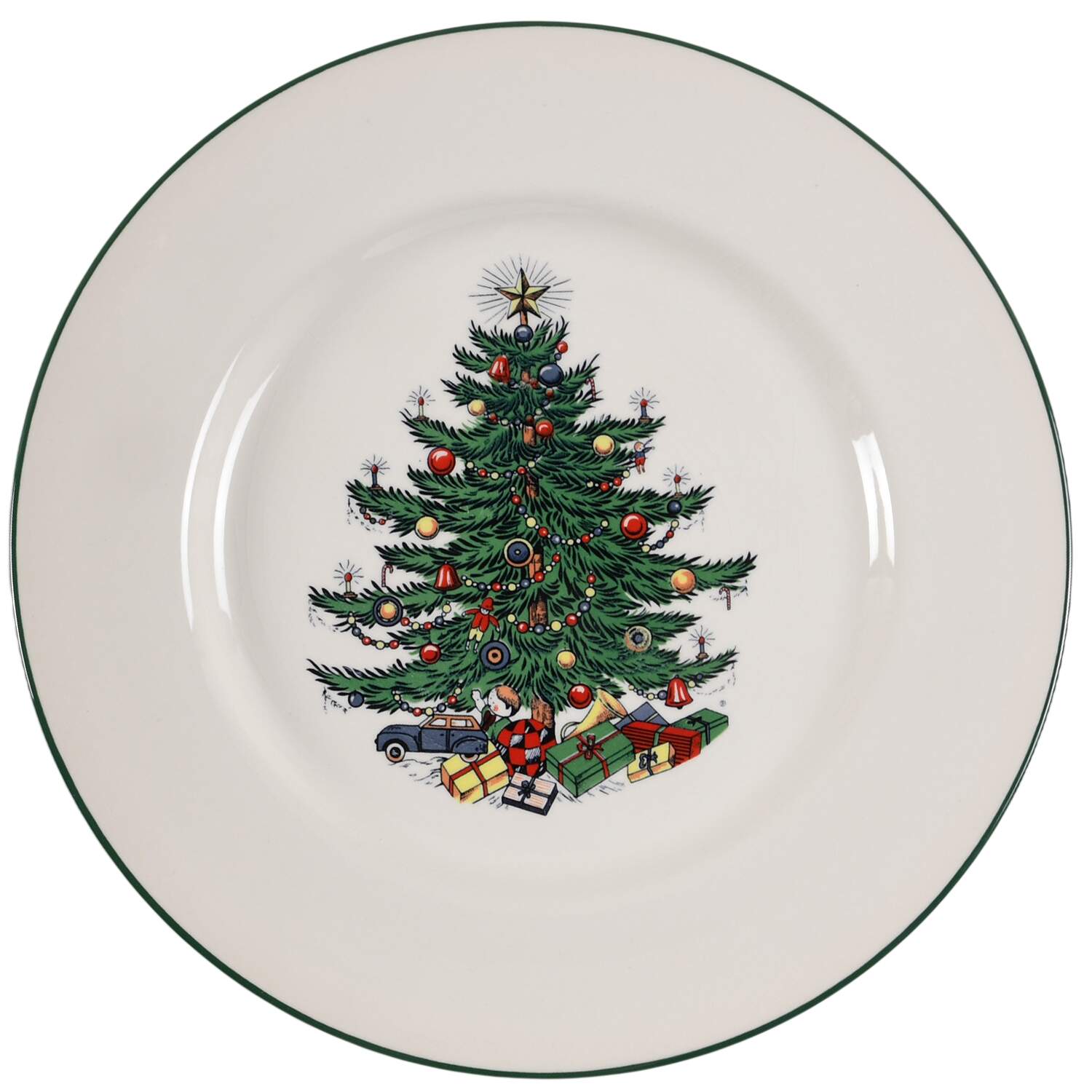 Christmas Tree (Narrow Green Band) Large Dinner Plate by Cuthbertson-1