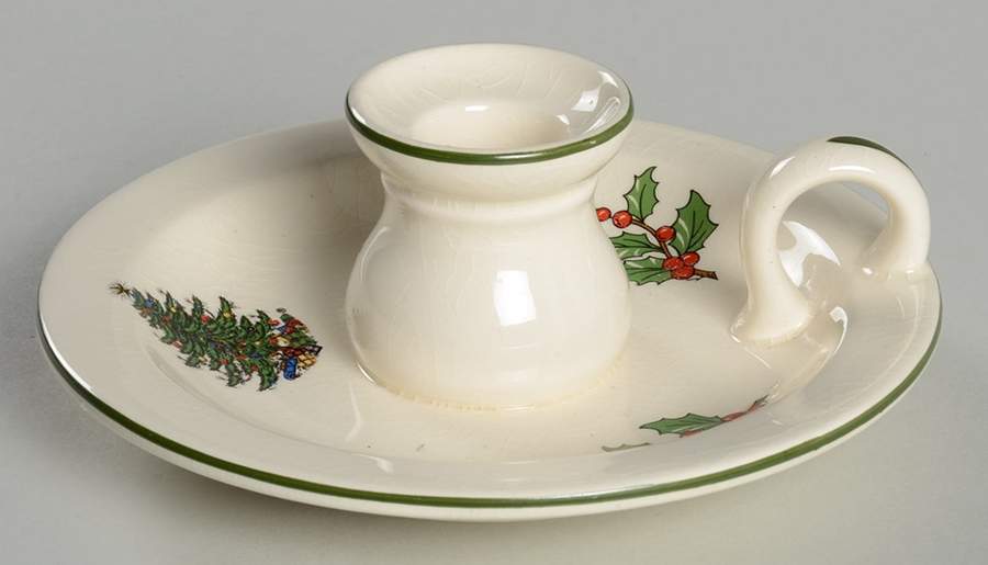Christmas Tree (Narrow Green Band) Handled Candleholder by Cuthbertson-1