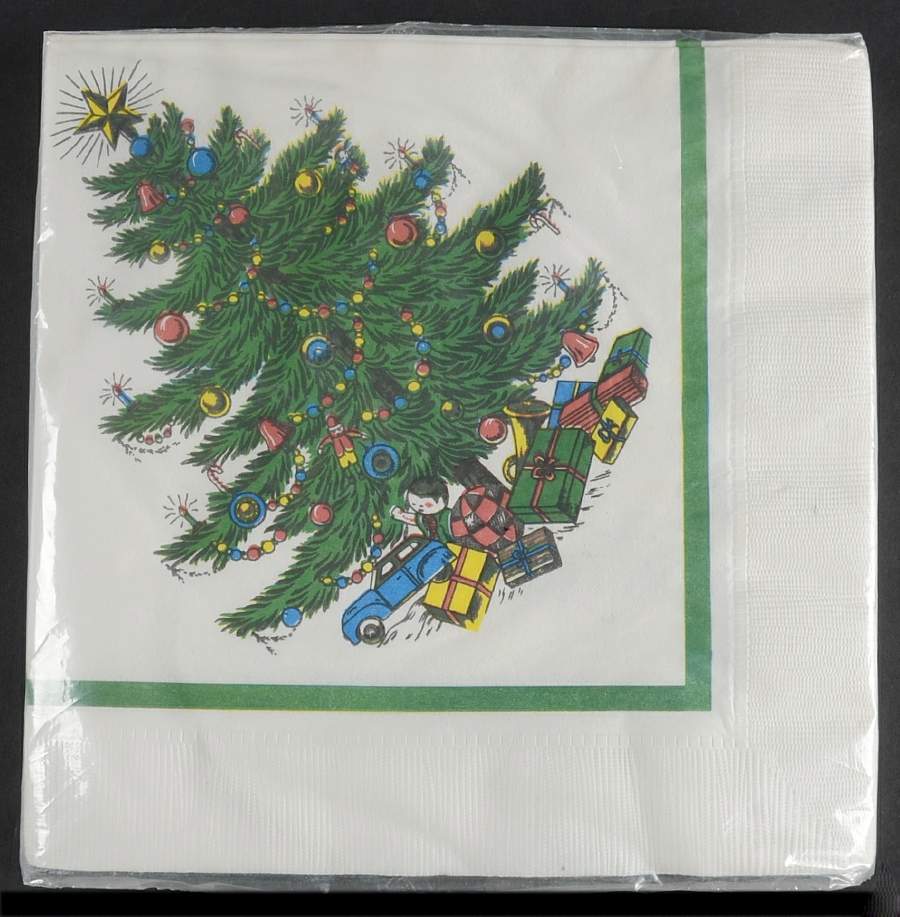 Christmas Tree (Narrow Green Band) Package of Paper Dinner Napkins by Cuthbertson-1