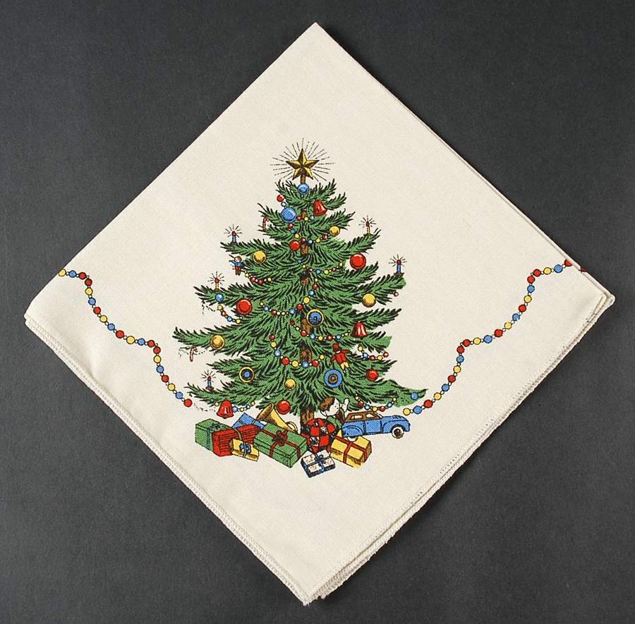 Christmas Tree (Narrow Green Band) Cloth Napkin by Cuthbertson-1