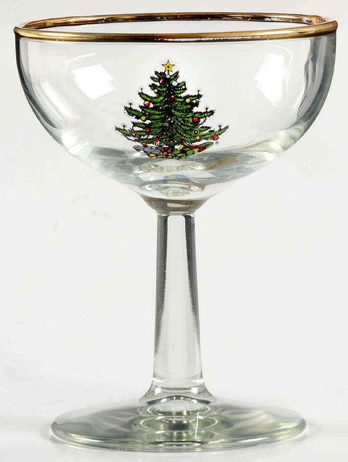 Christmas Tree (Narrow Green Band) Glassware Sherbet by Cuthbertson-1