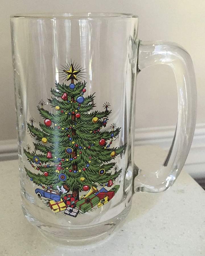 Christmas Tree (Narrow Green Band) 12 Oz Glass Tankard by Cuthbertson-1