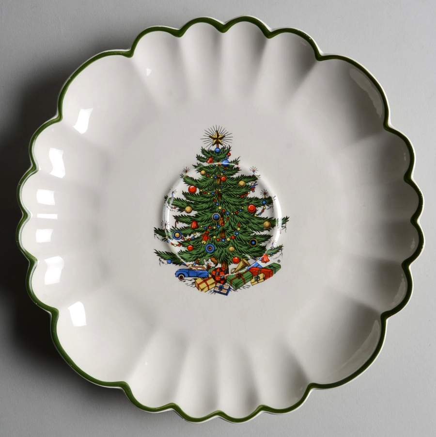 Christmas Tree (Narrow Green Band) Chip/Dip Plate by Cuthbertson-1