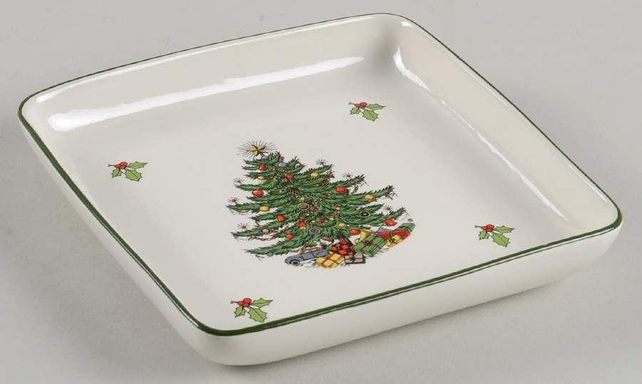 Christmas Tree (Narrow Green Band) Sweet Meat Dish by Cuthbertson-1
