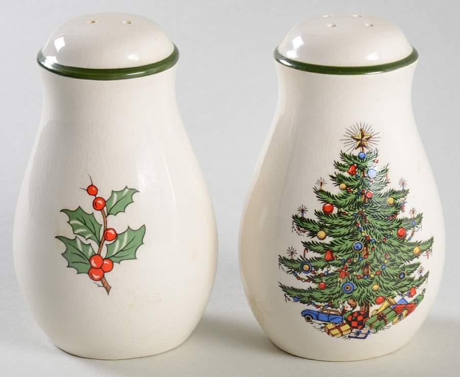 Christmas Tree (Narrow Green Band) Salt & Pepper Set by Cuthbertson-1