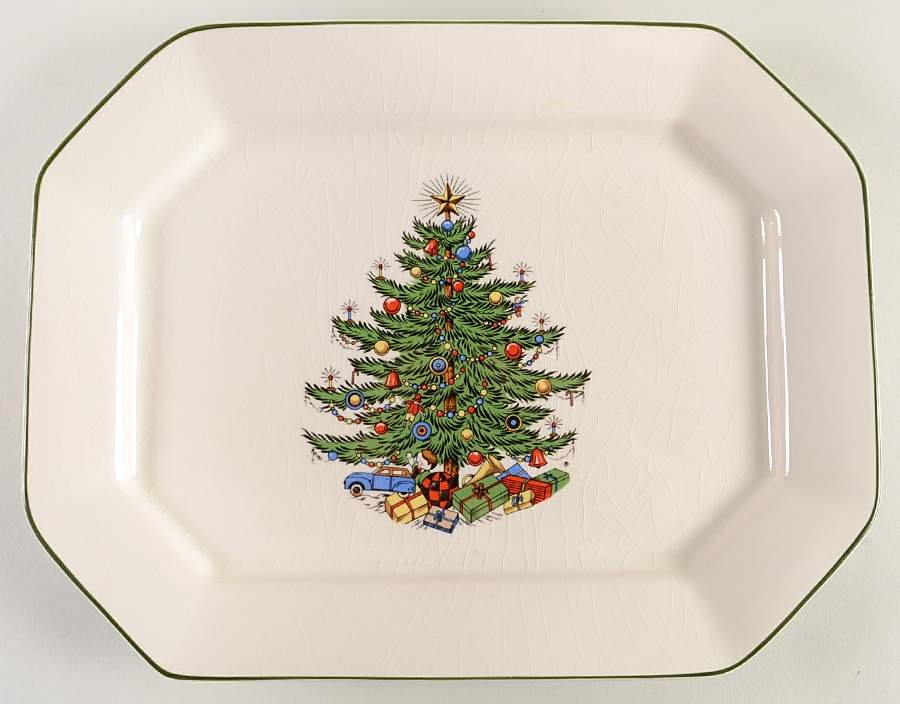 Christmas Tree (Narrow Green Band) 11" Rectangular Serving Platter by Cuthbertson-1