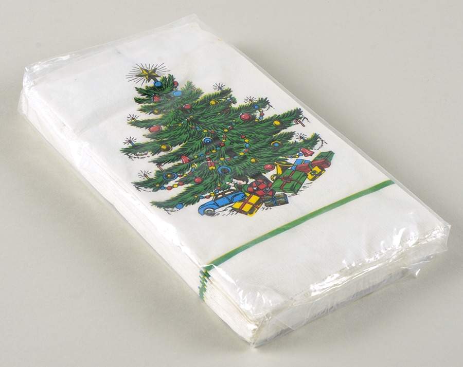 Christmas Tree (Narrow Green Band) Package of Paper Guest Towel Napkins by Cuthbertson-1