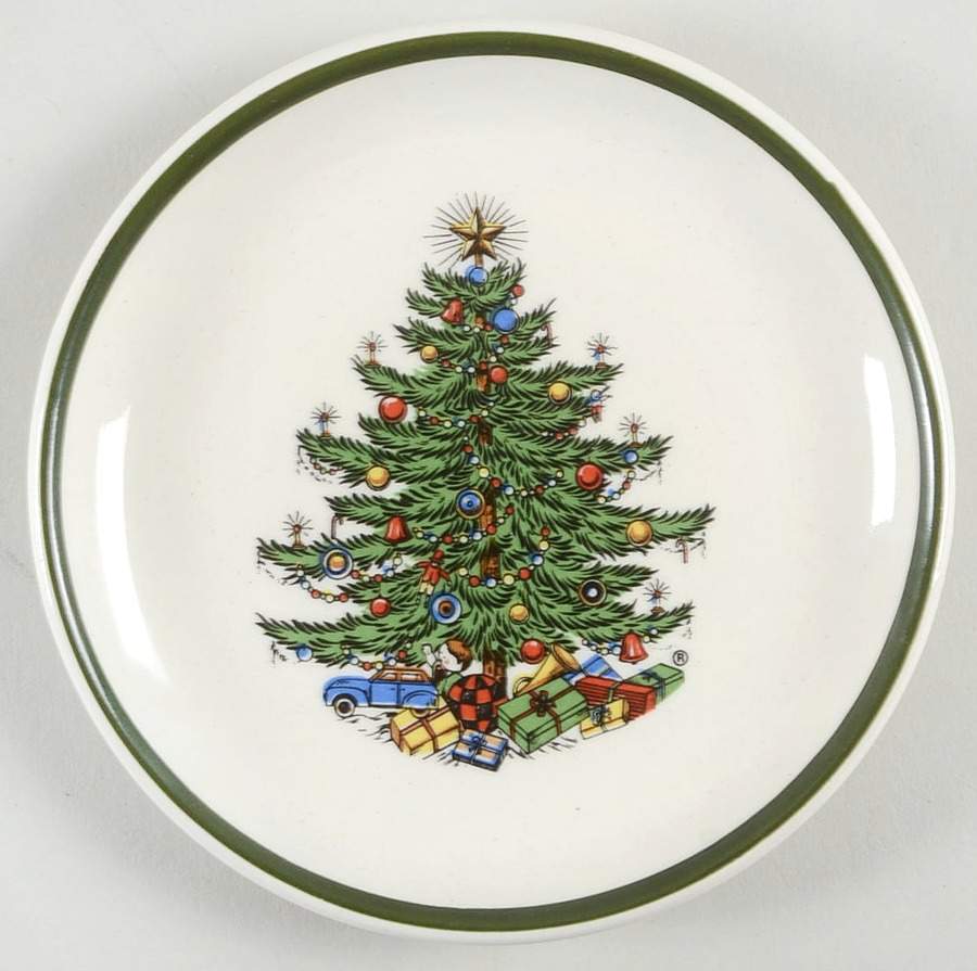 Christmas Tree (Narrow Green Band) Butter Pat by Cuthbertson-1