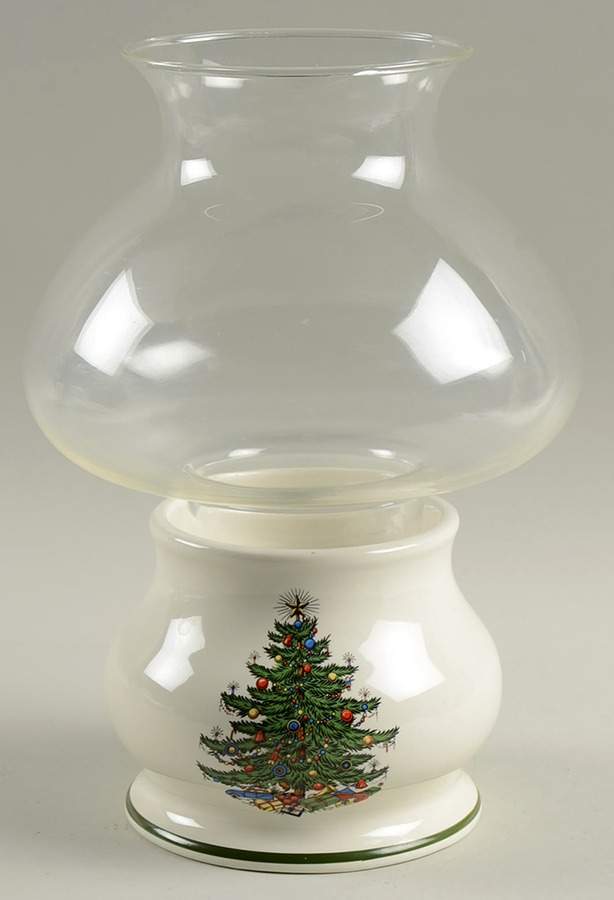 Christmas Tree (Narrow Green Band) Hurricane Lamp & Globe by Cuthbertson-1