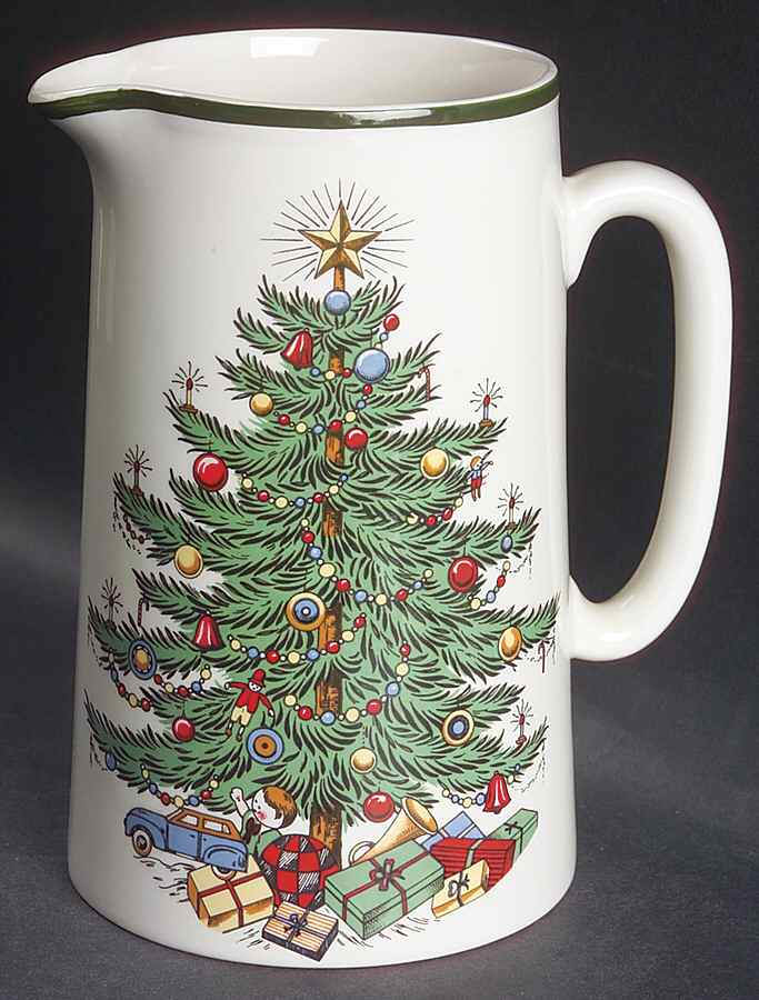 Christmas Tree (Narrow Green Band) 40 Oz Pitcher by Cuthbertson-1