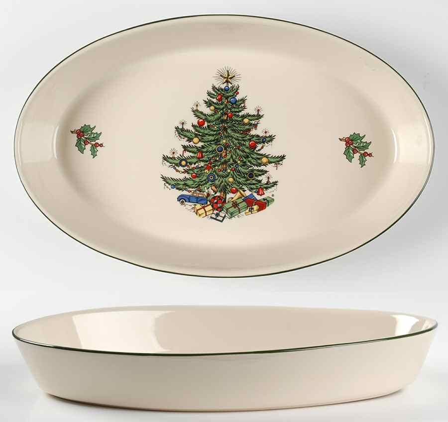 Christmas Tree (Narrow Green Band) 13" Oval Roaster by Cuthbertson-1