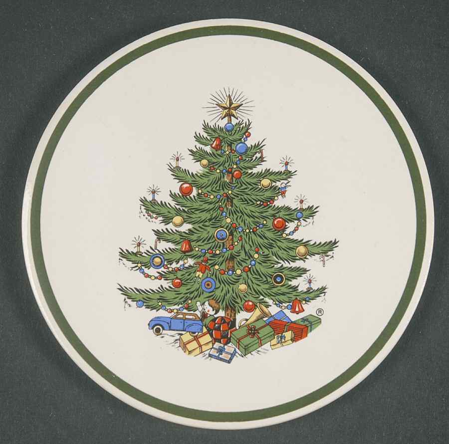 Christmas Tree (Narrow Green Band) Cork Back Round Coaster by Cuthbertson-1